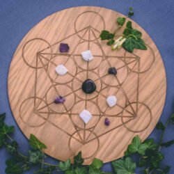 Crystal grid Metatron's cube oak | Terra Spirit | Spiritual | Laser cut | Handcrafted