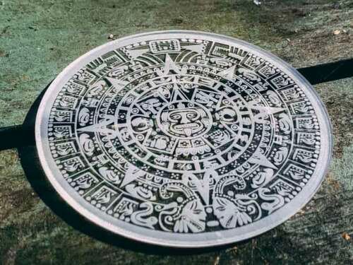Aztec calendar crystal grid board | Terra Spirit | Spiritual | Laser cut | Handcrafted