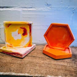 Jesmonite orange coaster set
