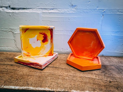 Jesmonite orange coaster set