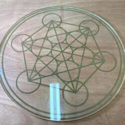 Metatron's cube crystal grid board with gold inlay
