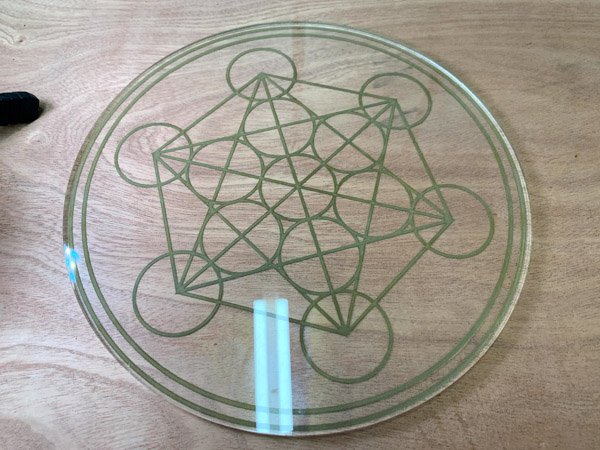 Metatron's cube crystal grid board with gold inlay