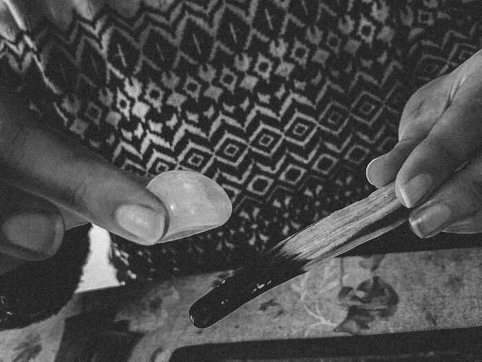 Palo santo crystal cleansing