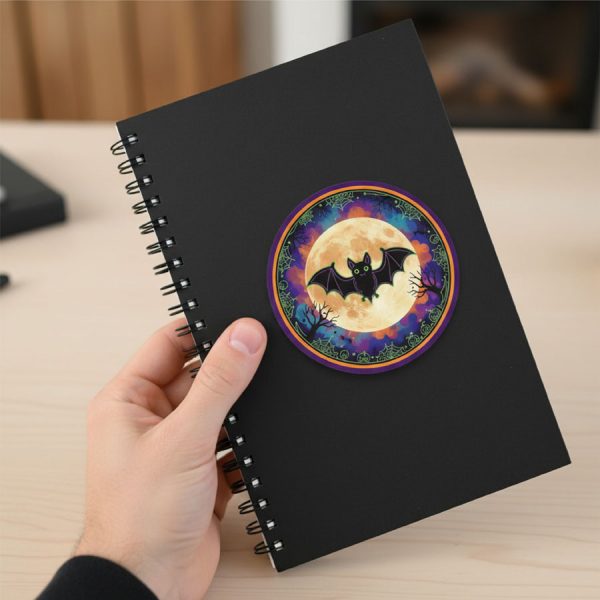 Halloween Bat Sticker – Spooky Full Moon Design 10 - Image 2