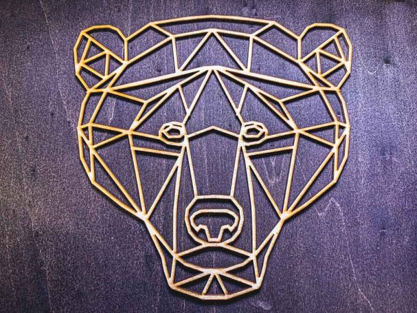 Geometric bear in Oak veneer